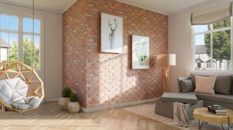 Realizace sádrového obkladu LOFT 2 – Cihly přímo v obývacím pokoji