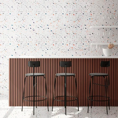 Akustický panel ACOUSTIC LINE - terracote | čierna, 2650 x 245 x 22 mm, lamely MDF + FINISH FILE, akustický podklad FILC