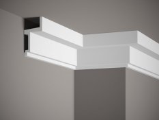 VZORKA - Stropná lišta – HLADKÁ, tvrdý plast PolyForce (HD Polymér), základný biely náter (pretierateľný), 110 x 60 x 100 mm