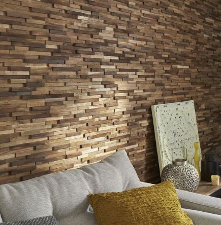 Dřevěná lodní mozaika  - obkladový panel 300 x 300 x 7-20 mm (0,09 m²)