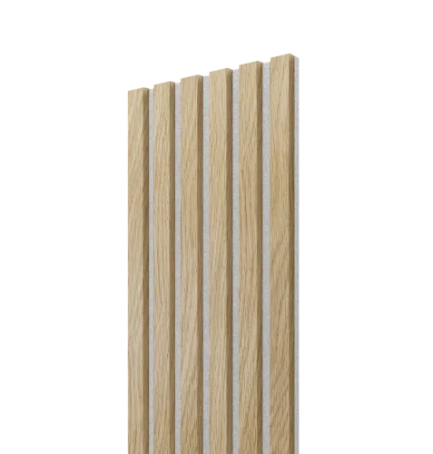 VZOREK - Akustický panel - DUB EVROPSKÝ, MDF + CPL PREMIUM, ŠEDÝ akustický podklad FILC - ROZMĚR VZORKU: 200 x 100 mm