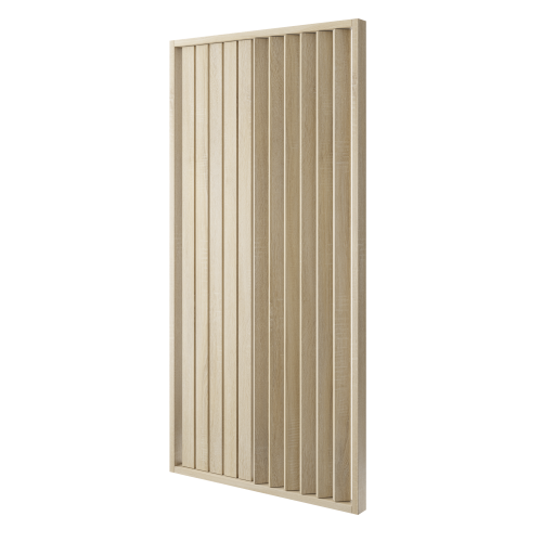 Dělící lamelová stěna - DUB SONOMA, (kompletní sada), MDF + FINISH FOLIE, 29 předpřipravených šířek od 510 do 2750 mm, libovolná výška (maximálně 2750 mm), 70 mm tloušťka příčky - Typ lamel: Otočné