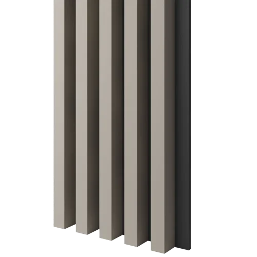 Dřevěné lamely ŠIROKÉ na ČERNÉ desce (MDF), PÍSKOVÁ BÉŽOVÁ, 46 x 300 x 2750 mm (0,825 m2)