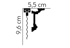 Garnižová LED osvetľovacia lišta, NEPRIAME OSVETLENIE, tvrdý plast PolyForce (HD Polymer), základný biely náter (pretierateľný), 96 x 55 x 2000 mm