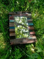 LOMBOK B - Zrcadlo obložené dřevem, 290 x 210 mm