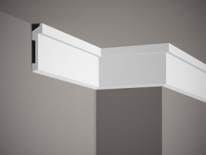 Stropní lišta – HLADKÁ, tvrdý plast PolyForce (HD Polymer), základní bílý nátěr (přetíratelný), 110 x 27 x 2000 mm
