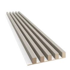 Dřevěné lamely ŠIROKÉ na BÍLÉ desce (MDF), PÍSKOVÁ BÉŽOVÁ, 46 x 300 x 2750 mm (0,825 m2) Dřevěné lamely ŠIROKÉ na BÍLÉ desce (MDF), PÍSKOVÁ BÉŽOVÁ, 46 x 300 x 2750 mm (0,825 m2)