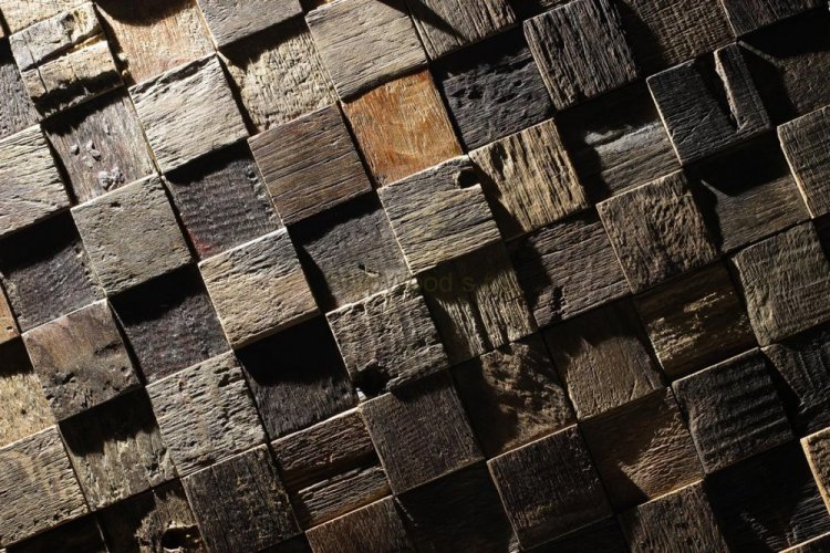 Dřevěná lodní mozaika  - obkladový panel 300 x 300 mm (0,09 m²)