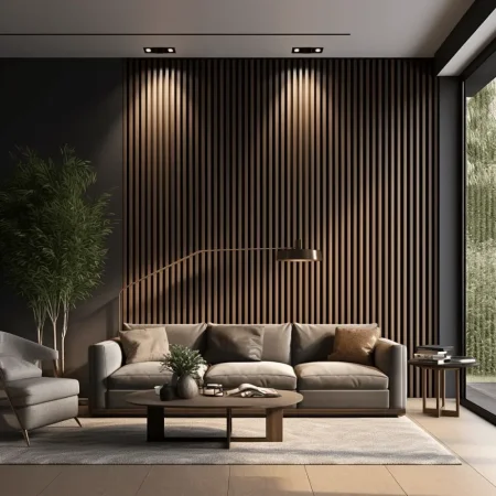 Voděodolné obkladové panely s ochranou proti poškrábání na stěnu do obývacího pokoje