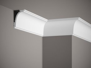 Stropní lišta – HLADKÁ, tvrdý plast PolyForce (HD Polymer), základní bílý nátěr (přetíratelný), 92 x 62 x 2000 mm