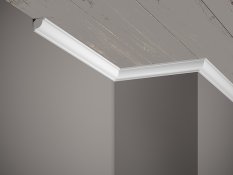 VZOREK - Stropní lišta – HLADKÁ, tvrdý plast PolyForce (HD Polymer), základní bílý nátěr (přetíratelný), 21 x 21 x 100 mm