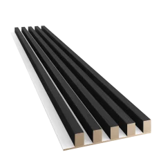 Dřevěné lamely ŠIROKÉ na BÍLÉ desce (MDF), ČERNÝ DUB, 46 x 300 x 2750 mm (0,825 m2) Dřevěné lamely ŠIROKÉ na BÍLÉ desce (MDF), ČERNÝ DUB, 46 x 300 x 2750 mm (0,825 m2)