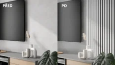 Akustický panel - BIELY, MDF + FÓLIA FINISH, ČIERNY akustický podklad FILC, 300 x 2750 mm