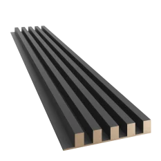 Dřevěné lamely ŠIROKÉ na ČERNÉ desce (MDF), ČERNÁ MATNÁ, 46 x 300 x 2750 mm (0,825 m2) Dřevěné lamely ŠIROKÉ na ČERNÉ desce (MDF), ČERNÁ MATNÁ, 46 x 300 x 2750 mm (0,825 m2)