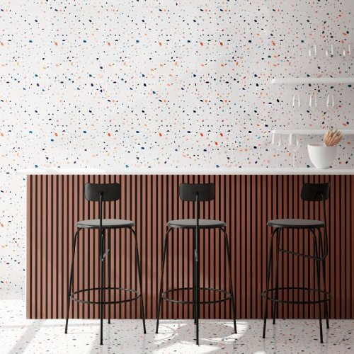 Akustický panel ACOUSTIC LINE - terracote | černá, 2650 x 245 x 22 mm, lamely MDF + FINISH FOLIE, akustický podklad FILC