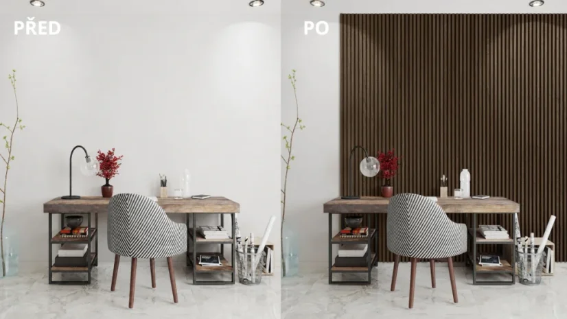 Akustický panel ACOUSTIC LINE - ezotica | černá, 2650 x 245 x 22 mm, lamely MDF + FINISH FOLIE, akustický podklad FILC