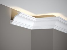 Stropná LED osvetľovacia lišta, NEPRIAME OSVETLENIE, tvrdý plast PolyForce (HD Polymer), základný biely náter (pretierateľný), 81 x 81 x 2000 mm