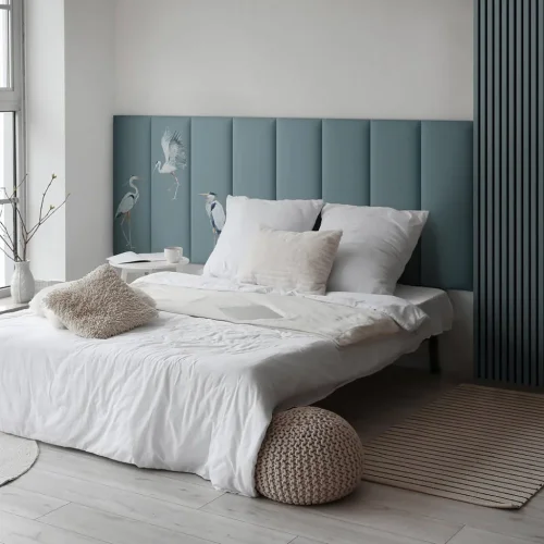 Akustický panel ACOUSTIC LINE - smoke blue | čierny, 2650 x 245 x 22 mm, lamely MDF + FINISH FOLIE, akustický podklad FILC
