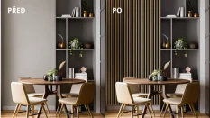 LINEA SLIM 1 dřevěná lamela na desce  - dub | černá, 2650 x 54 x 30 mm