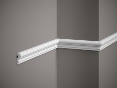 VZOREK - Nástěnná lišta – HLADKÁ, tvrdý plast PolyForce (HD Polymer), základní bílý nátěr (přetíratelný), 41 x 15 x 100 mm