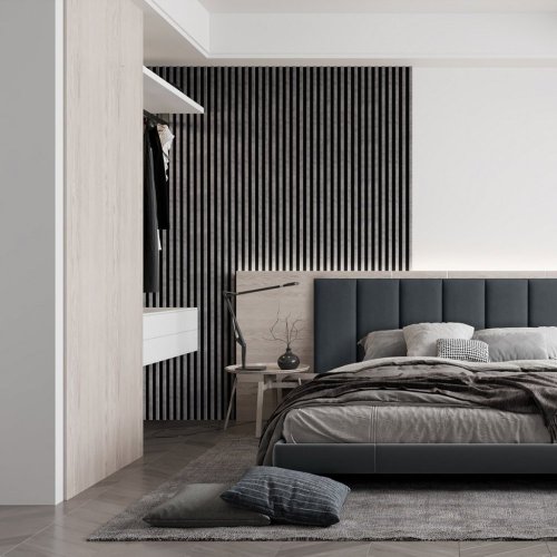 LINEA COMFORT 5 drevené lamely na doske - urban | čierna, 2650 x 246 x 30 mm