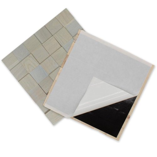 DUB ŠEDÝ 50, jednotlivé kusy 50 x 50 mm (0,0025 m²) nebo samolepící panel 300 x 300 mm (0,09 m²) - dřevěná mozaika 3D - Povrchová úprava: Broušený - olejovaný, Balení: NA SAMOLEPÍCÍM PODKLADU