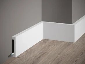Podlahová lišta – PREMIUM, tvrdý plast PolyForce (HD Polymer), kvalitní bílý lak (finální povrch), 100 x 17 x 2000 mm