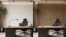 Akustický panel - DUBOVÁ DYHA, MDF + DYHA, ČIERNY akustický podklad FILC, 300 x 2750 mm
