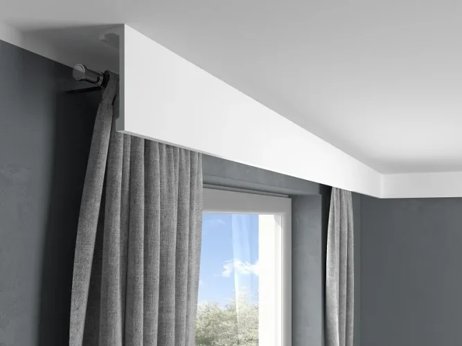 Garnižová LED osvetľovacia lišta, NEPRIAME OSVETLENIE, tvrdý plast PolyForce (HD Polymer), základný biely náter (pretierateľný), 148 x 46 x 2400 mm