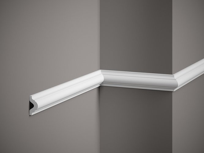 Nástěnná lišta – HLADKÁ, tvrdý plast PolyForce (HD Polymer), základní bílý nátěr (přetíratelný), 41 x 17 x 2000 mm