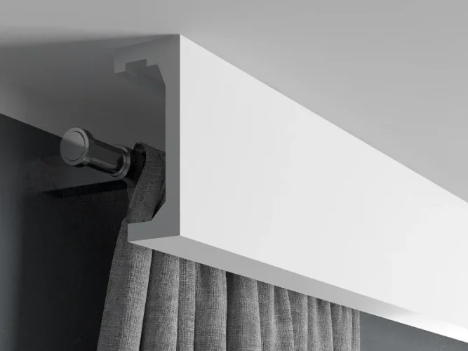 Garnýžová LED osvětlovací lišta, NEPŘÍMÉ OSVĚTLENÍ, tvrdý plast PolyForce (HD Polymer), základní bílý nátěr (přetíratelný), 120 x 50 x 2400 mm