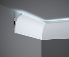 Stropní LED osvětlovací lišta, NEPŘÍMÉ OSVĚTLENÍ, tvrdý plast ProFoam® (polyuretan), základní bílý nátěr (přetíratelný), 100 x 50 x 2000 mm