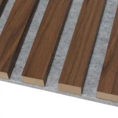 VZORKA - Akustický panel - ORECH | SIVÝ akustický podklad - ROZMER VZORKY: 200 x 100 mm