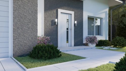 Realizace betonového obkladu UMBRIA – Břidlicové pásky na rodinném domě