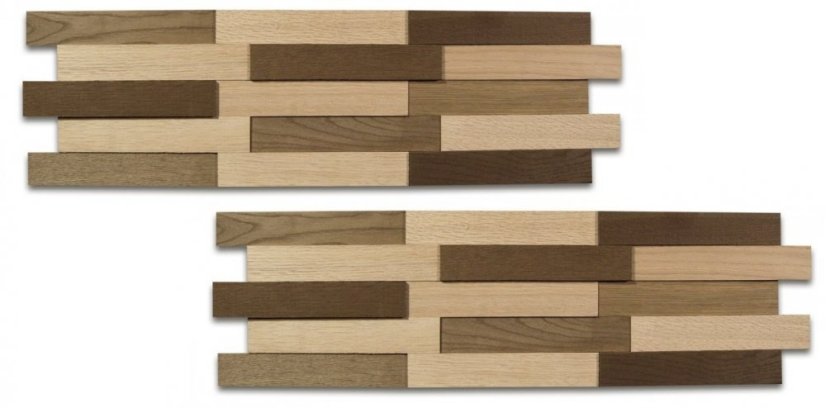H MINI WOOD, DUB MIX BAREV, 5 řad, broušené lamely - balení obsahuje 2 kusy panelů (650 x 190 mm)