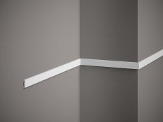 VZOREK - Nástěnná lišta – HLADKÁ, tvrdý plast PolyForce (HD Polymer), základní bílý nátěr (přetíratelný), 20 x 5 x 100 mm