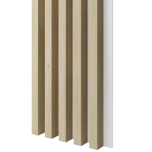 Dřevěné lamely ŠIROKÉ na BÍLÉ desce (MDF), BĚLENÝ DUB, 46 x 300 x 2750 mm (0,825 m2)