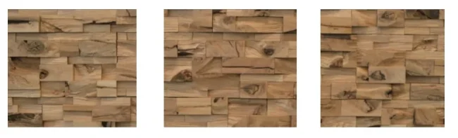 RUSTIK SPLITT WOOD, kombinace šířek, 5 řad, DUB štípaný obklad - balení obsahuje 3 kusy panelů (180 x 180 mm)