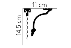 Garnižová LED osvetľovacia lišta, NEPRIAME OSVETLENIE, tvrdý plast PolyForce (HD Polymer), základný biely náter (pretierateľný), 145 x 110 x 2000 mm