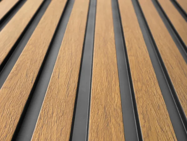 Detail struktury imitace dřeva na voděodolných lamelových panelech