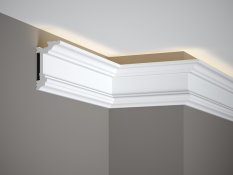 Stropná LED osvetľovacia lišta, NEPRIAME OSVETLENIE, tvrdý plast PolyForce (HD Polymer), základný biely náter (pretierateľný), 96 x 55 x 2000 mm