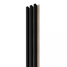 LINEA 3 dřevěné lamely na desce - černá | dub, 2750 x 176 x 40 mm