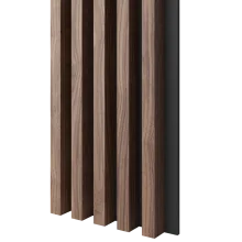 Drevené lamely ŠIROKÉ na ČIERNEJ doske (MDF), ORECH DYHA, 46 x 300 x 2750 mm (0,825 m2)