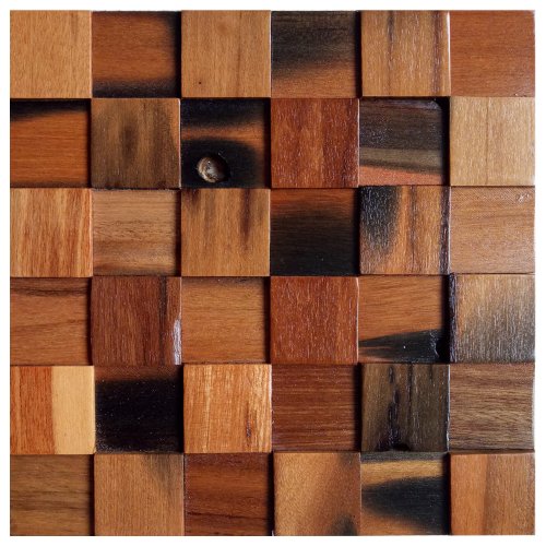 Dřevěná lodní mozaika - obkladový panel 300 x 300 x 6 - 12 mm (0,09 m²)