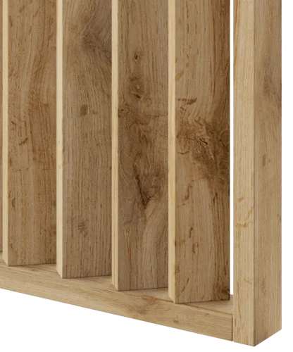 Dělící lamelová stěna s podstavcem - volně stojící, 990 x 2005 mm, (MDF), DUB WOTAN - Typ lamel: Kolmo k základně