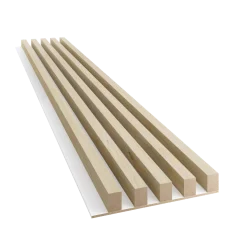 Dřevěné lamely ŠIROKÉ na BÍLÉ desce (MDF), BĚLENÝ DUB, 46 x 300 x 2750 mm (0,825 m2) Dřevěné lamely ŠIROKÉ na BÍLÉ desce (MDF), BĚLENÝ DUB, 46 x 300 x 2750 mm (0,825 m2)