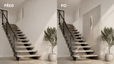 Akustický panel - PÍSKOVĚ BÉŽOVÁ, MDF + FOLIE FINISH, ŠEDÝ akustický podklad FILC, 300 x 2750 mm