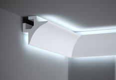 Stropní LED osvětlovací lišta, NEPŘÍMÉ OSVĚTLENÍ, tvrdý plast PolyForce (HD Polymer), základní bílý nátěr (přetíratelný), 85 x 85 x 2000 mm