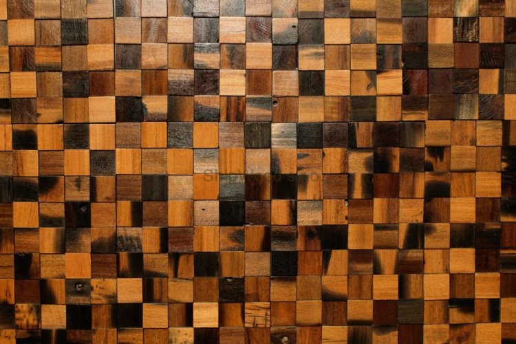 VZOREK - DŘEVĚNÁ LODNÍ MOZAIKA - OBKLADOVÝ PANEL - ROZMĚR VZORKU: 150 x 150 mm