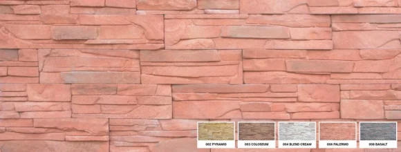 Kamenný obklad, Z BETÓNU, Slanec Palermo, červená, 200, 300, 500 x 100 mm, hrúbka 10 - 28 mm, 0.5 m2